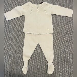 Cozy White Knit Baby Footie